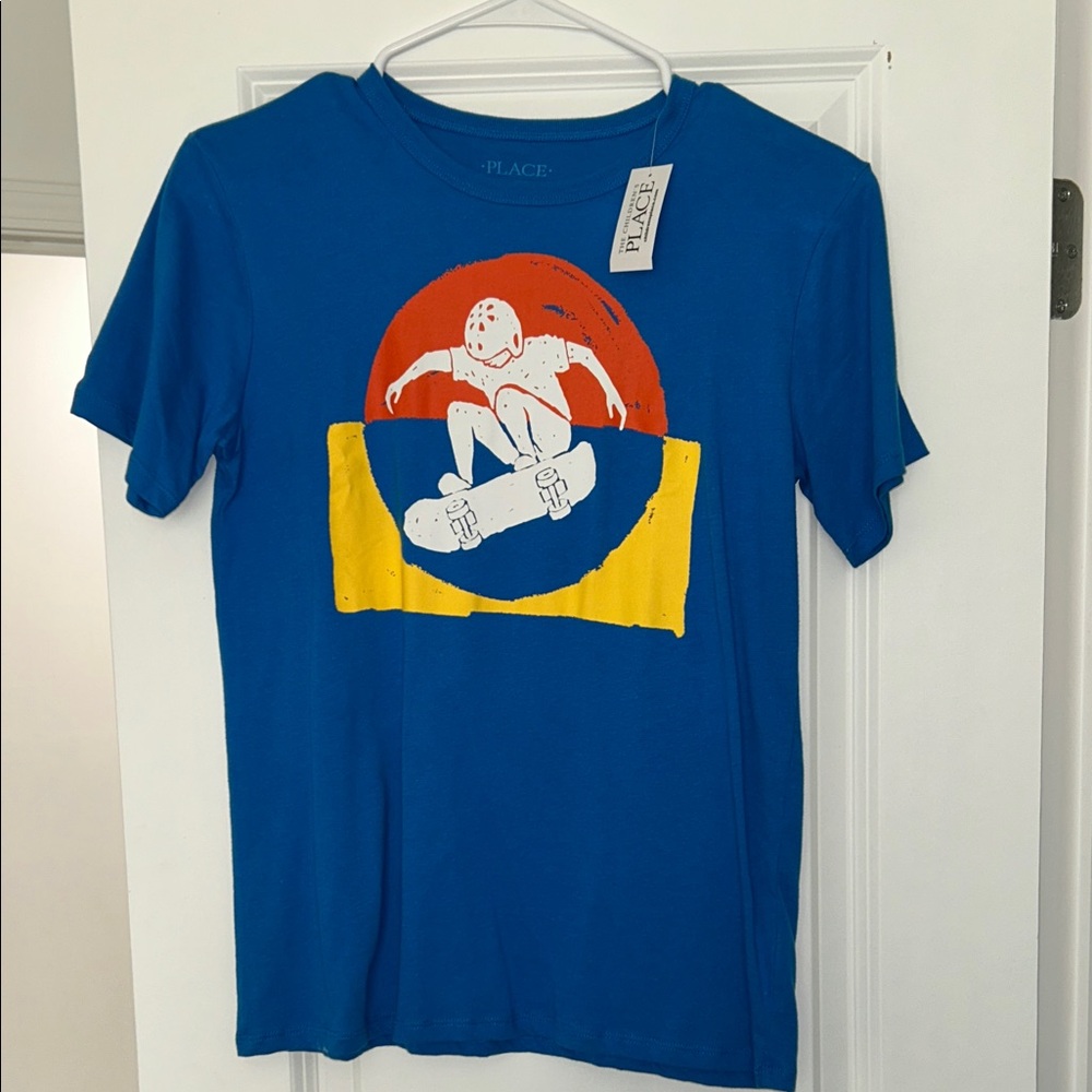 🆕The Children's Place Blue T-Shirt with Orange Graphic (NWT)